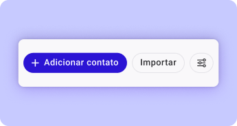 Barra de ações da lista de contatos da Huggy com os botões de adicionar contato e importar Barra de ações da lista de contatos da Huggy com os botões de adicionar contato e importar