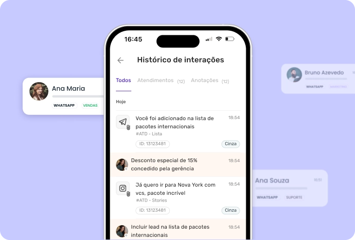 Atenda com histórico completo e contexto
