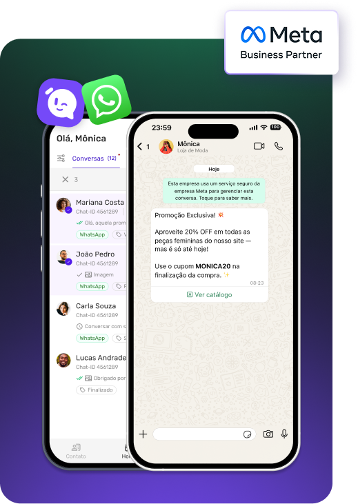 Atendimento digital no WhatsApp pela plataforma Huggy, parceira oficial da Meta