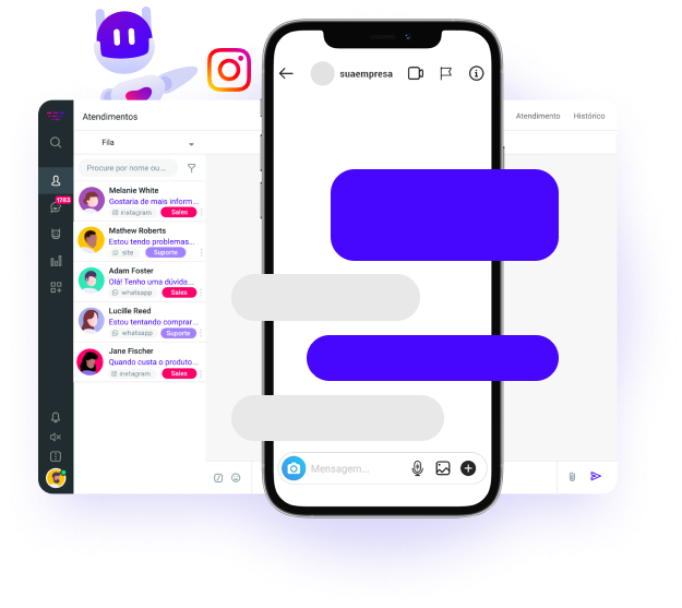 Responda todos no seu direct utilizando chatbots ou conectando a sua equipe de atendimento Responda todos no seu direct utilizando chatbots ou conectando a sua equipe de atendimento